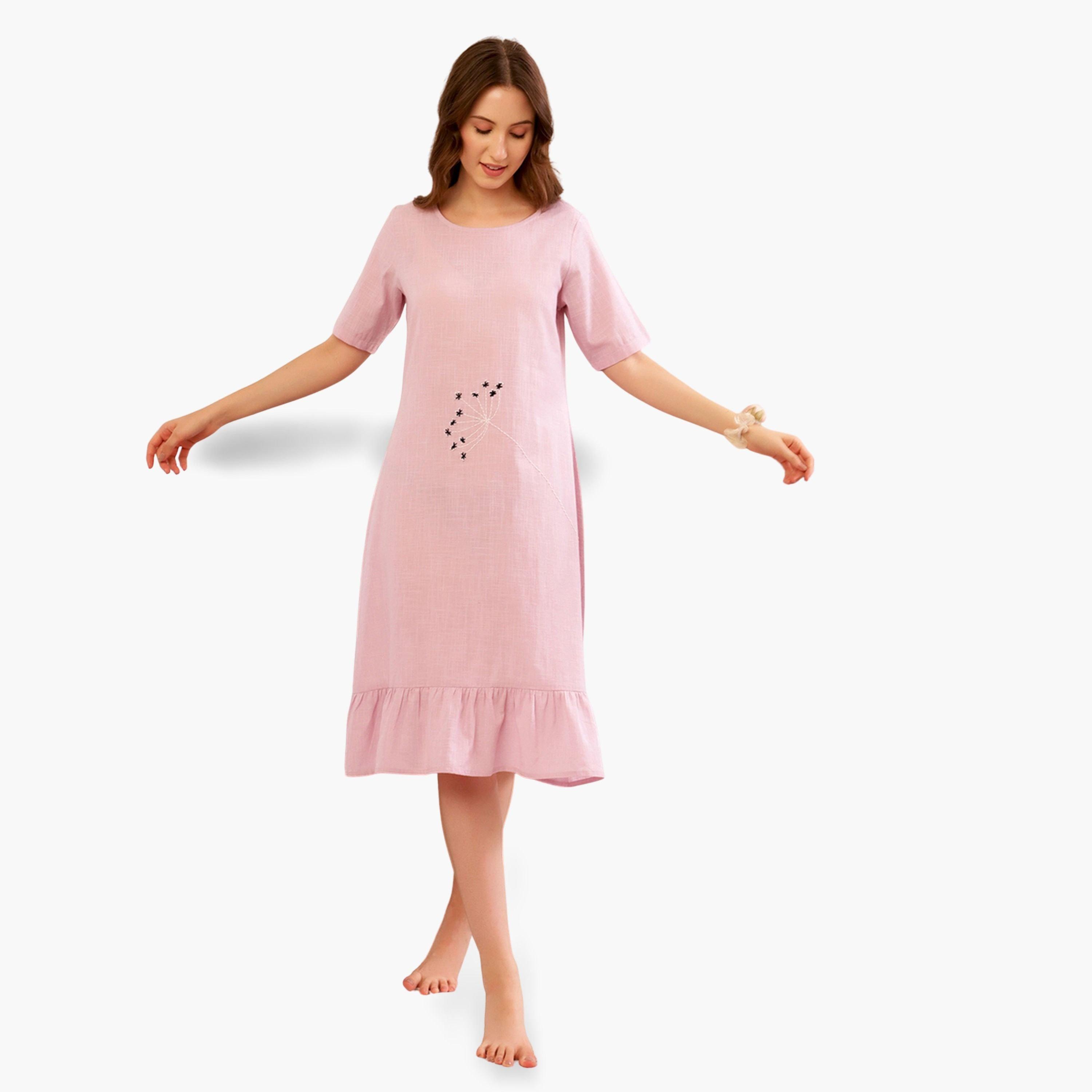 قميص نوم نسائي قطن خالص بطبعة-women-clothing-nightwear-nighties-image-1