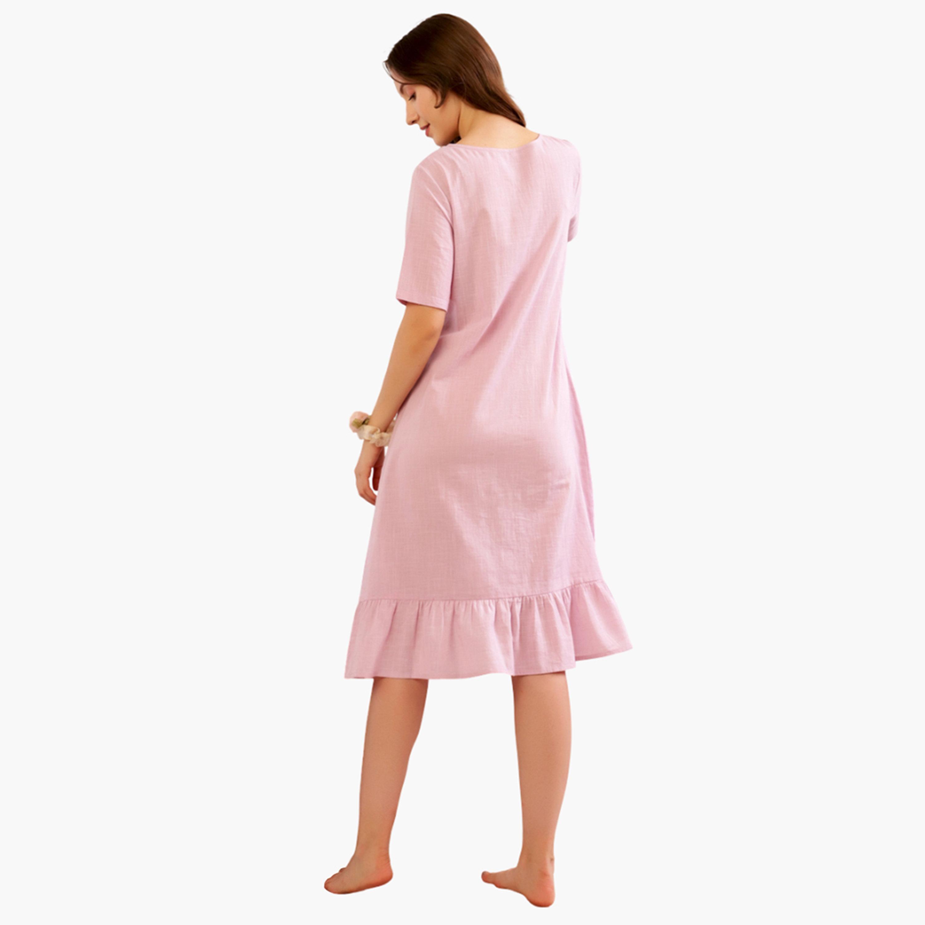 قميص نوم نسائي قطن خالص بطبعة-women-clothing-nightwear-nighties-image-2