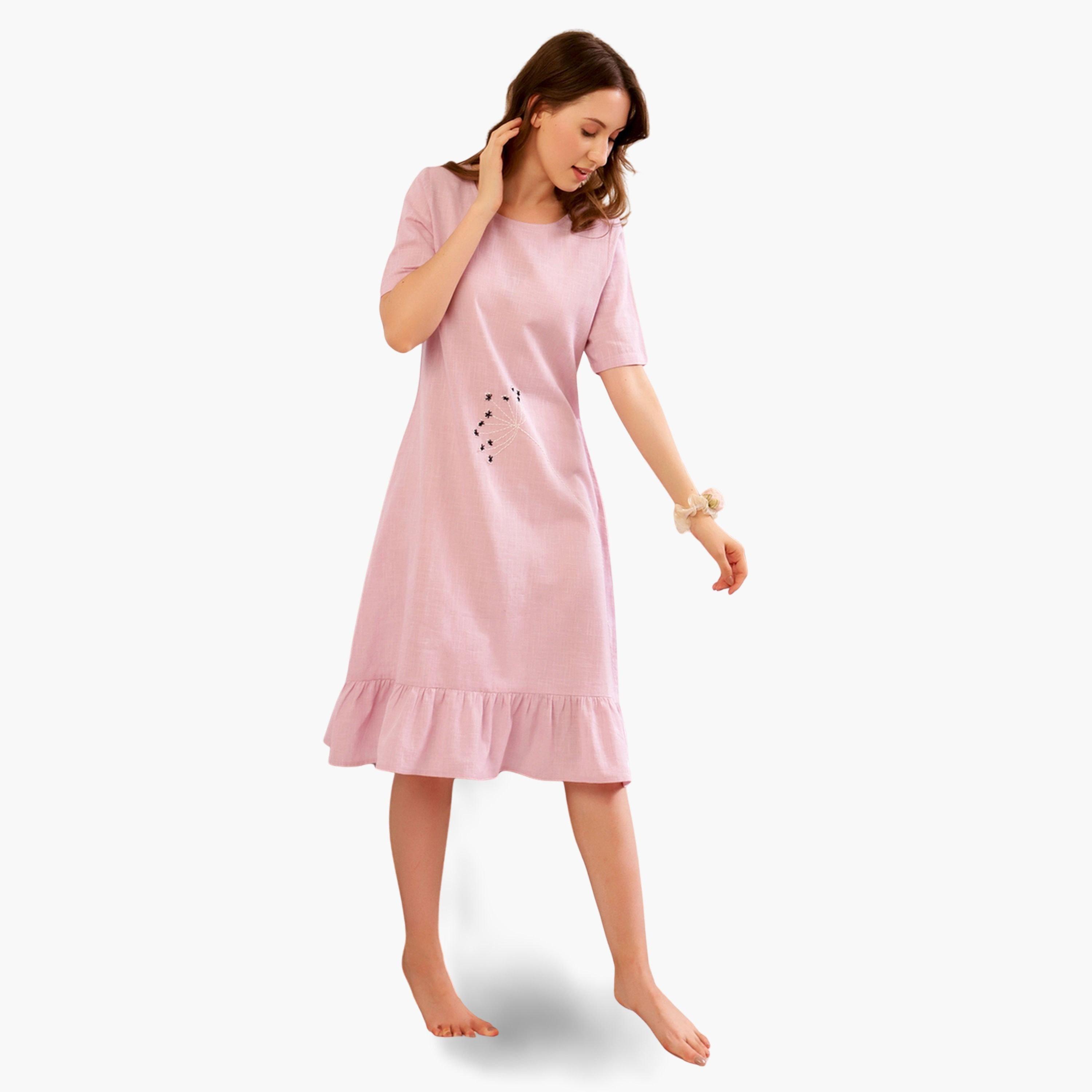 قميص نوم نسائي قطن خالص بطبعة-women-clothing-nightwear-nighties-image-3