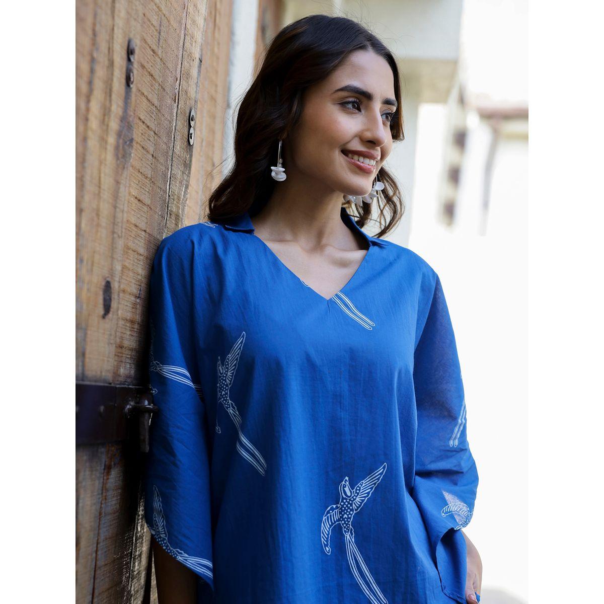 Sanskrutihomes Printed Pure Cotton V-Neck Top and Pyjama Set-women-clothing-nightwear-pyjamas-longsets-image-3