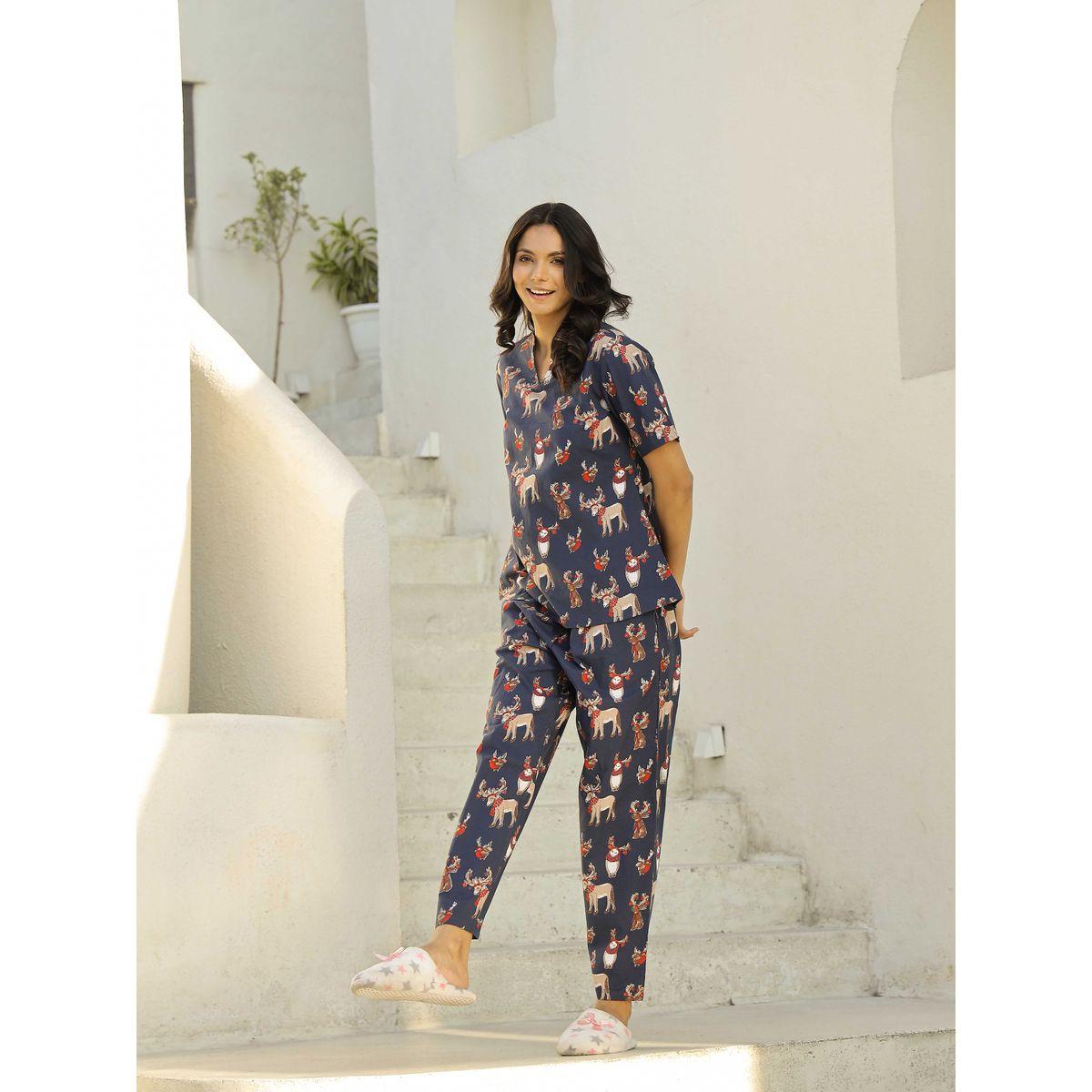 طقم بيجاما من بنطال وبلوزة بأكمام قصيرة-women-clothing-nightwear-pyjamas-longsets-image-3