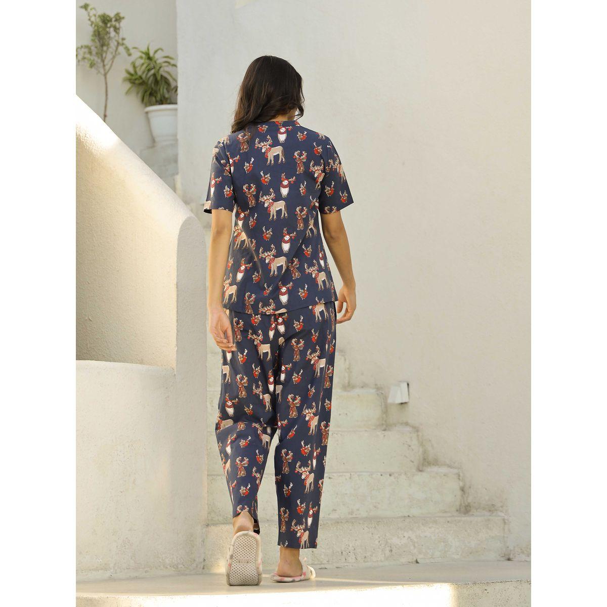 طقم بيجاما من بنطال وبلوزة بأكمام قصيرة-women-clothing-nightwear-pyjamas-longsets-image-6