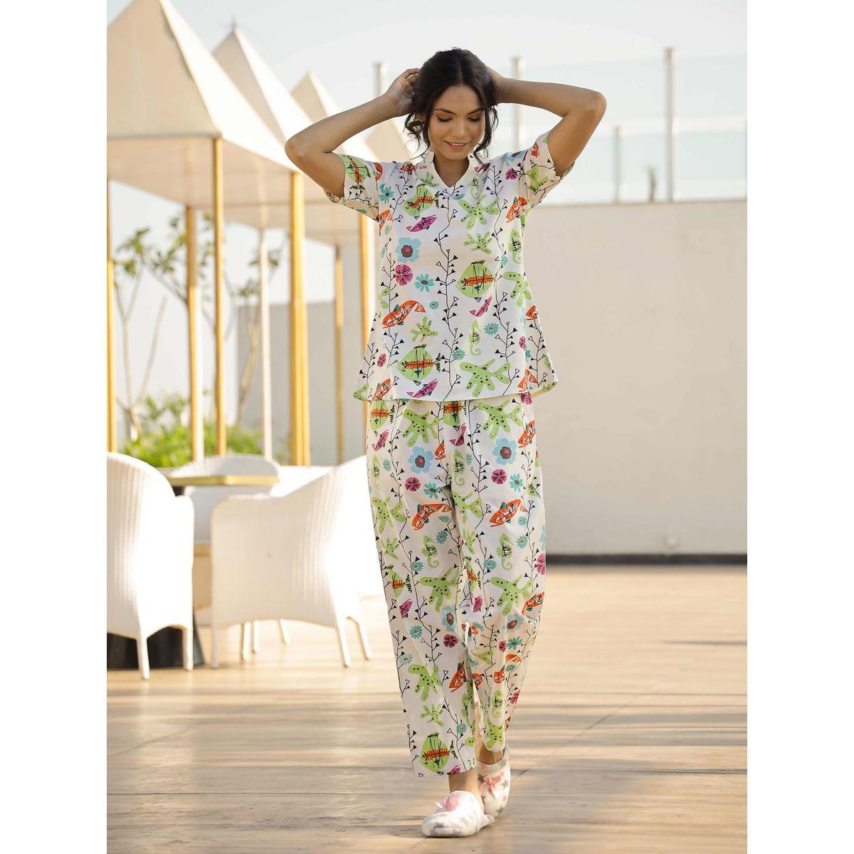 طقم بيجاما من بنطال وبلوزة بأكمام قصيرة-women-clothing-nightwear-pyjamas-longsets-image-1