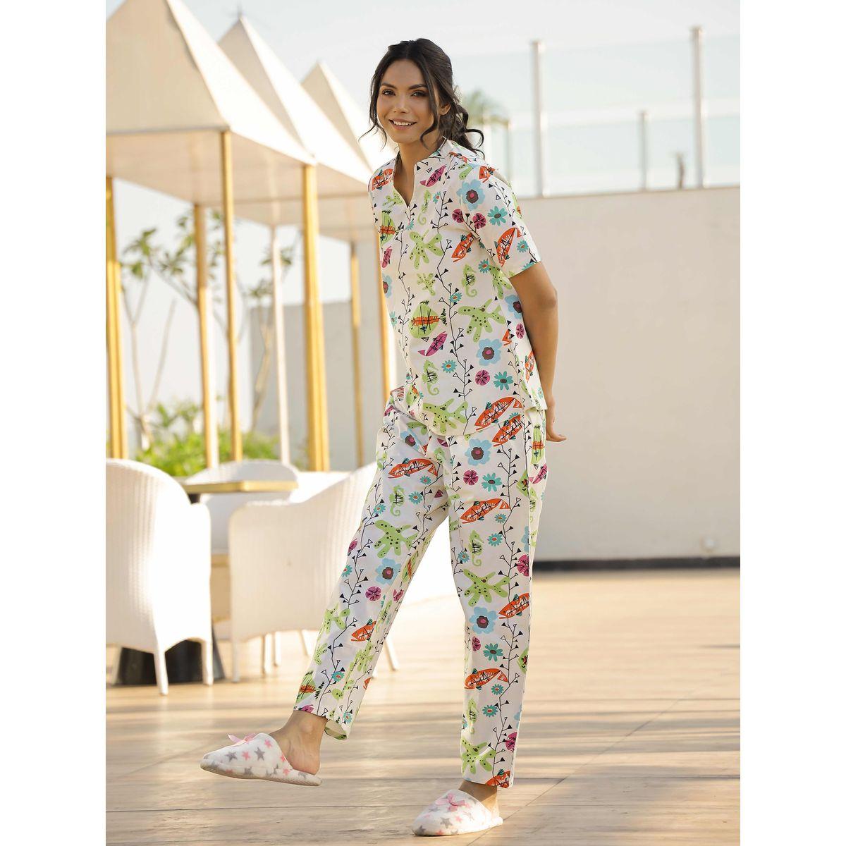 طقم بيجاما من بنطال وبلوزة بأكمام قصيرة-women-clothing-nightwear-pyjamas-longsets-image-3
