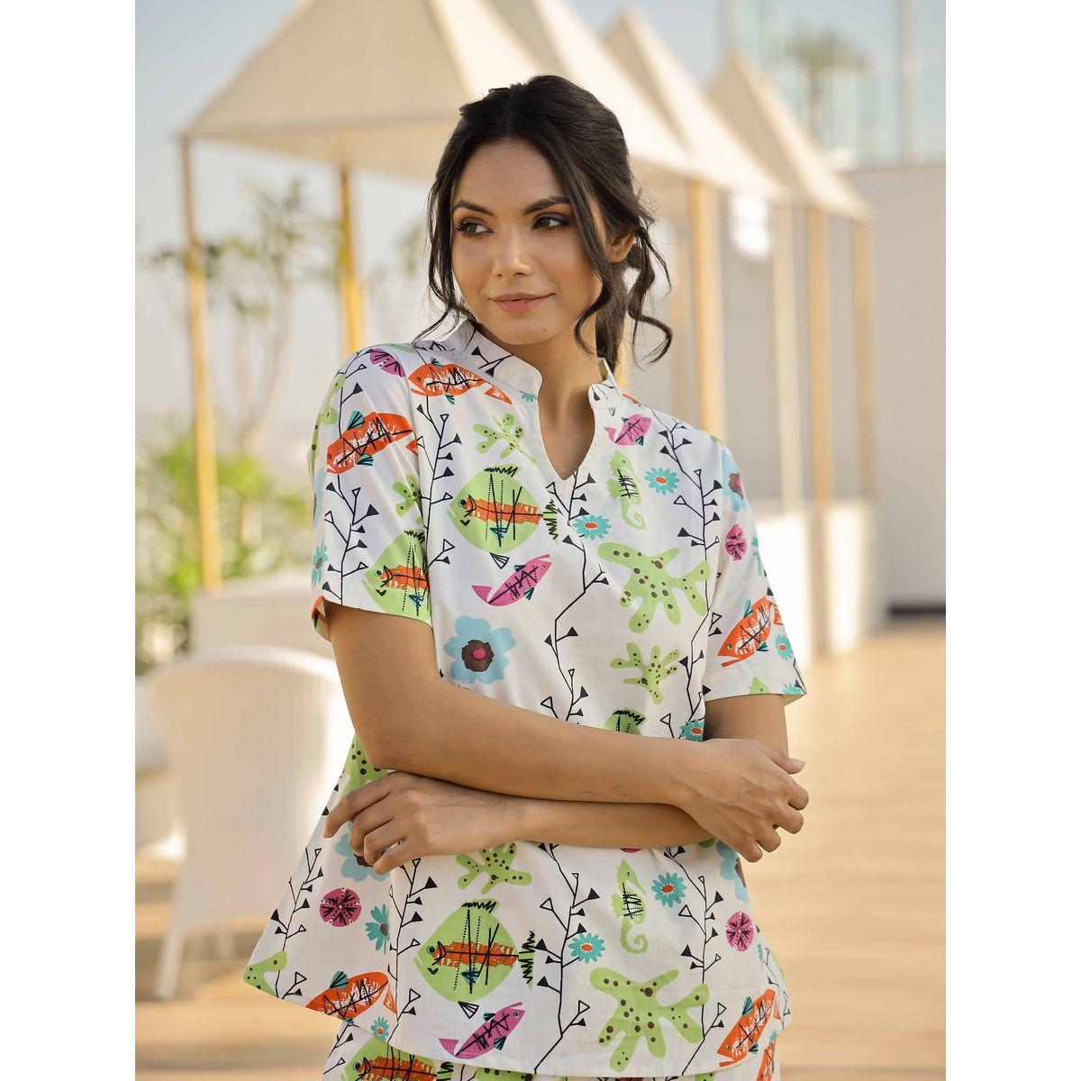 طقم بيجاما من بنطال وبلوزة بأكمام قصيرة-women-clothing-nightwear-pyjamas-longsets-image-4