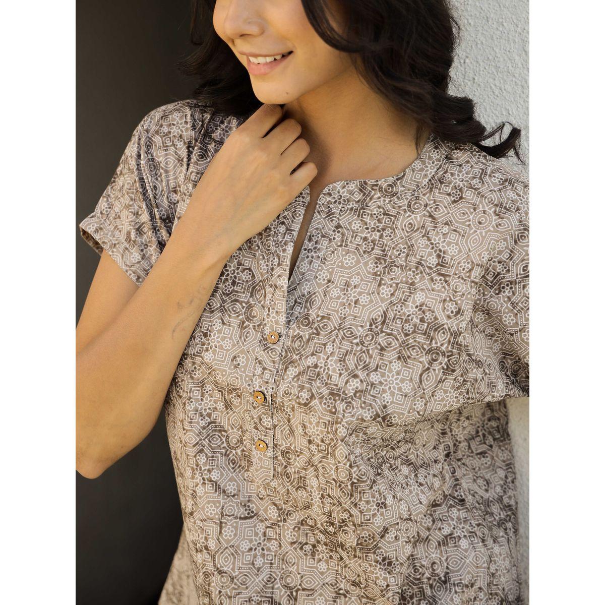 Sanskrutihomes Printed Pure Cotton Short Sleeve Top and Pyjama Set-women-clothing-nightwear-pyjamas-longsets-image-4