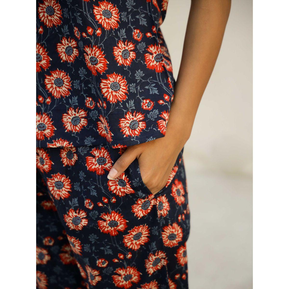 Sanskrutihomes Printed Buttoned Pure Cotton Shirt and Pyjama Set-women-clothing-nightwear-pyjamas-longsets-image-6