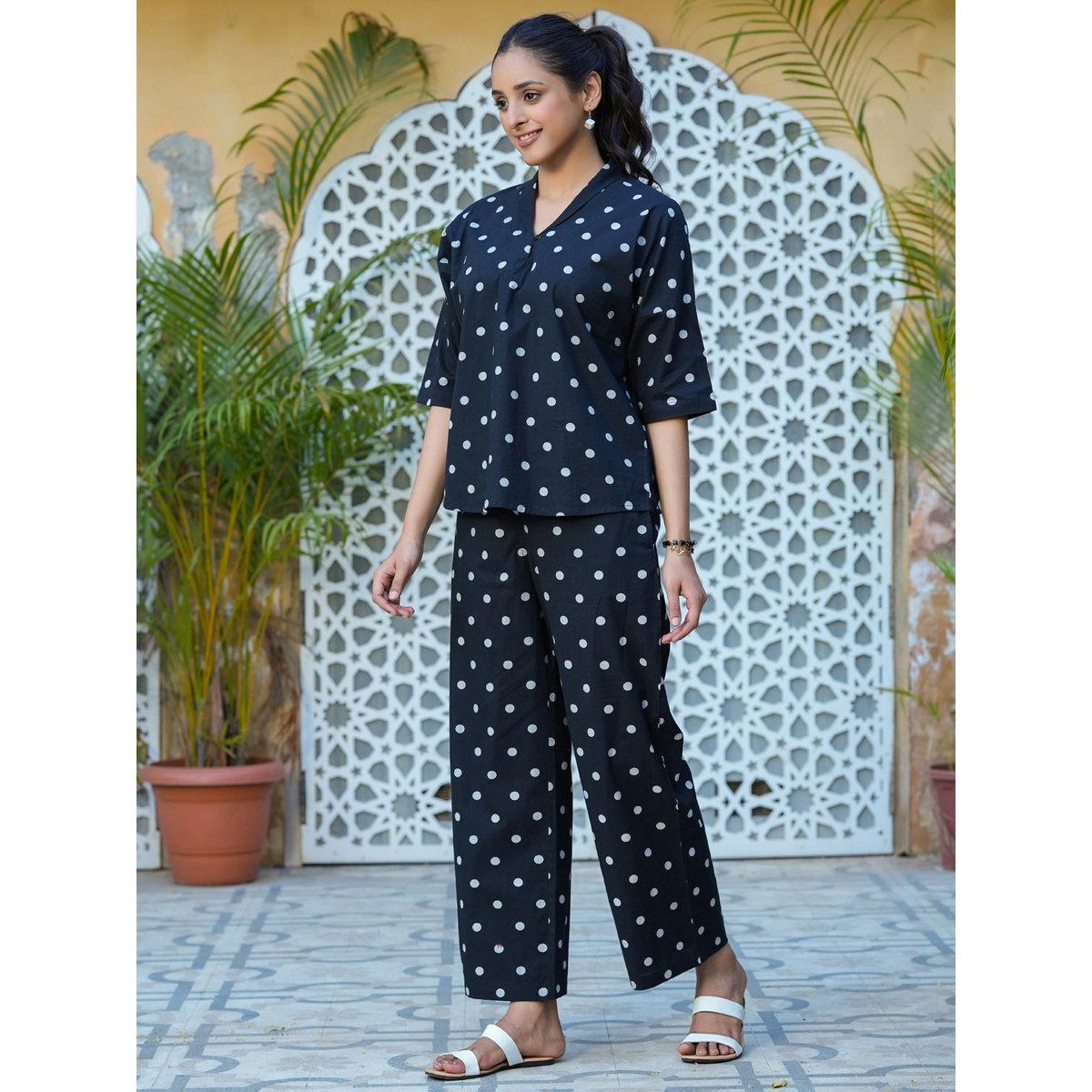 طقم من بنطال بيجاما وبلوزة قطنية مطبعة-women-clothing-nightwear-pyjamas-longsets-image-3