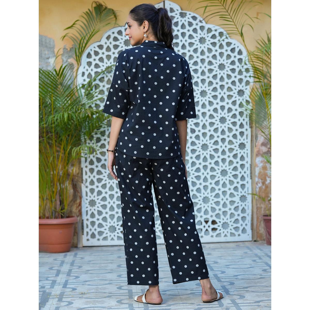 طقم من بنطال بيجاما وبلوزة قطنية مطبعة-women-clothing-nightwear-pyjamas-longsets-image-5