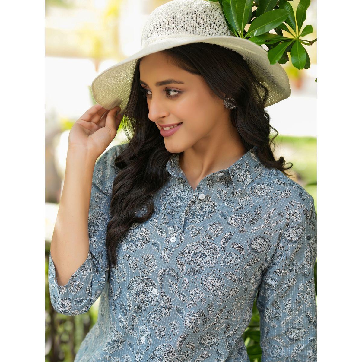 طقم من بنطال بيجاما وبلوزة قطنية مطبعة-women-clothing-nightwear-pyjamas-longsets-image-7