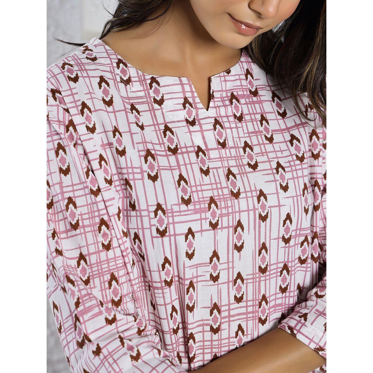 طقم من بنطال بيجاما وبلوزة قطنية مطبعة-women-clothing-nightwear-pyjamas-longsets-image-4