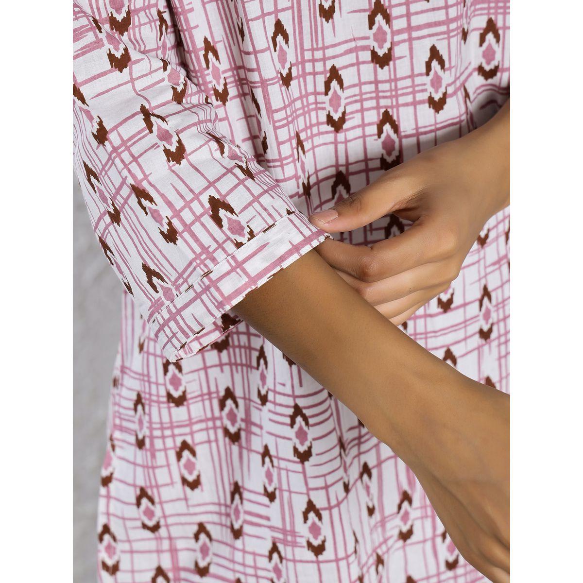 طقم من بنطال بيجاما وبلوزة قطنية مطبعة-women-clothing-nightwear-pyjamas-longsets-image-5