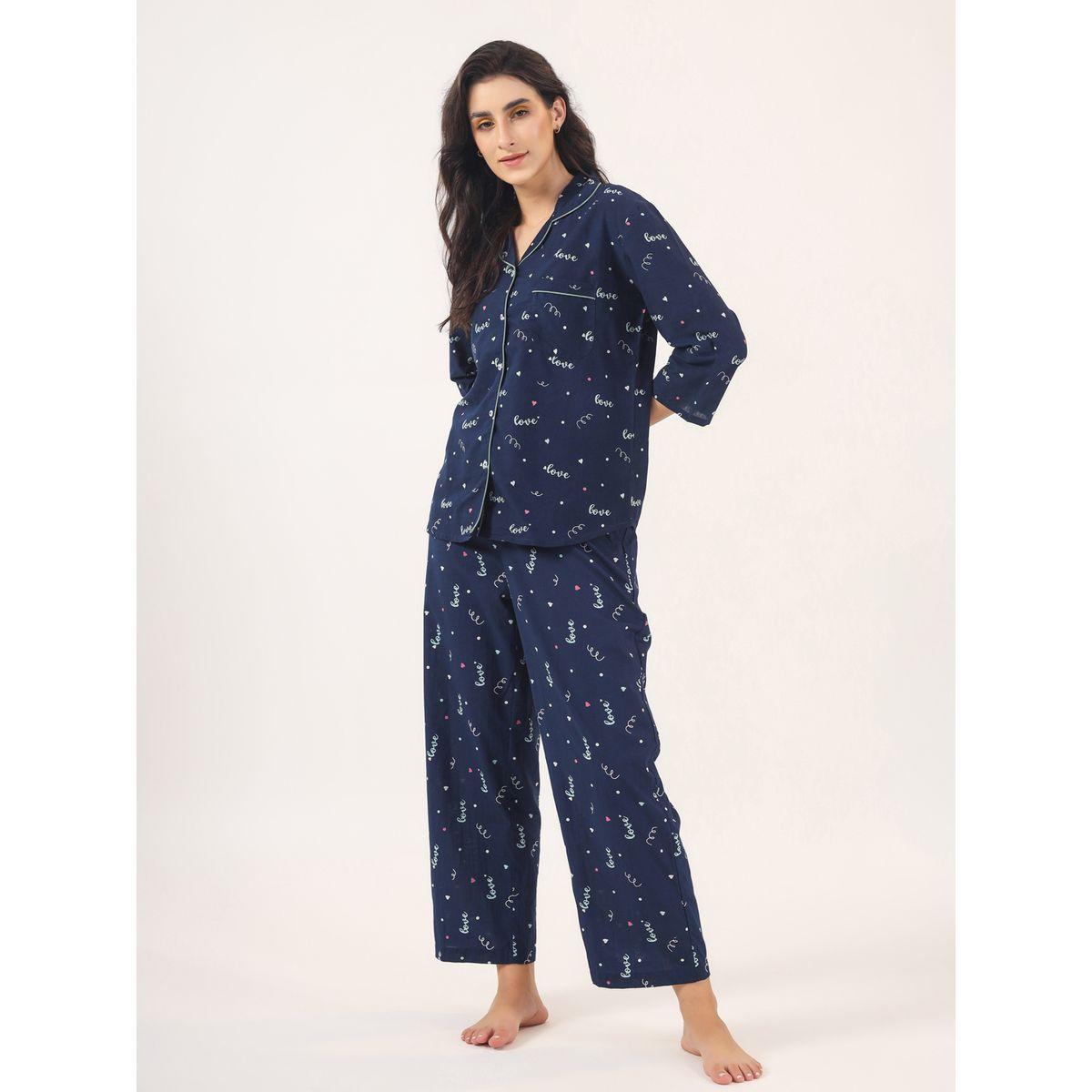 طقم بيجاما من بنطال وبلوزة مطبعة بالكامل-women-clothing-nightwear-pyjamas-longsets-image-1