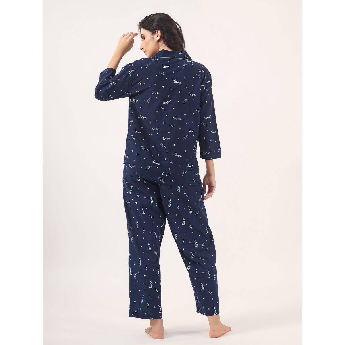 طقم بيجاما من بنطال وبلوزة مطبعة بالكامل-women-clothing-nightwear-pyjamas-longsets-image-4