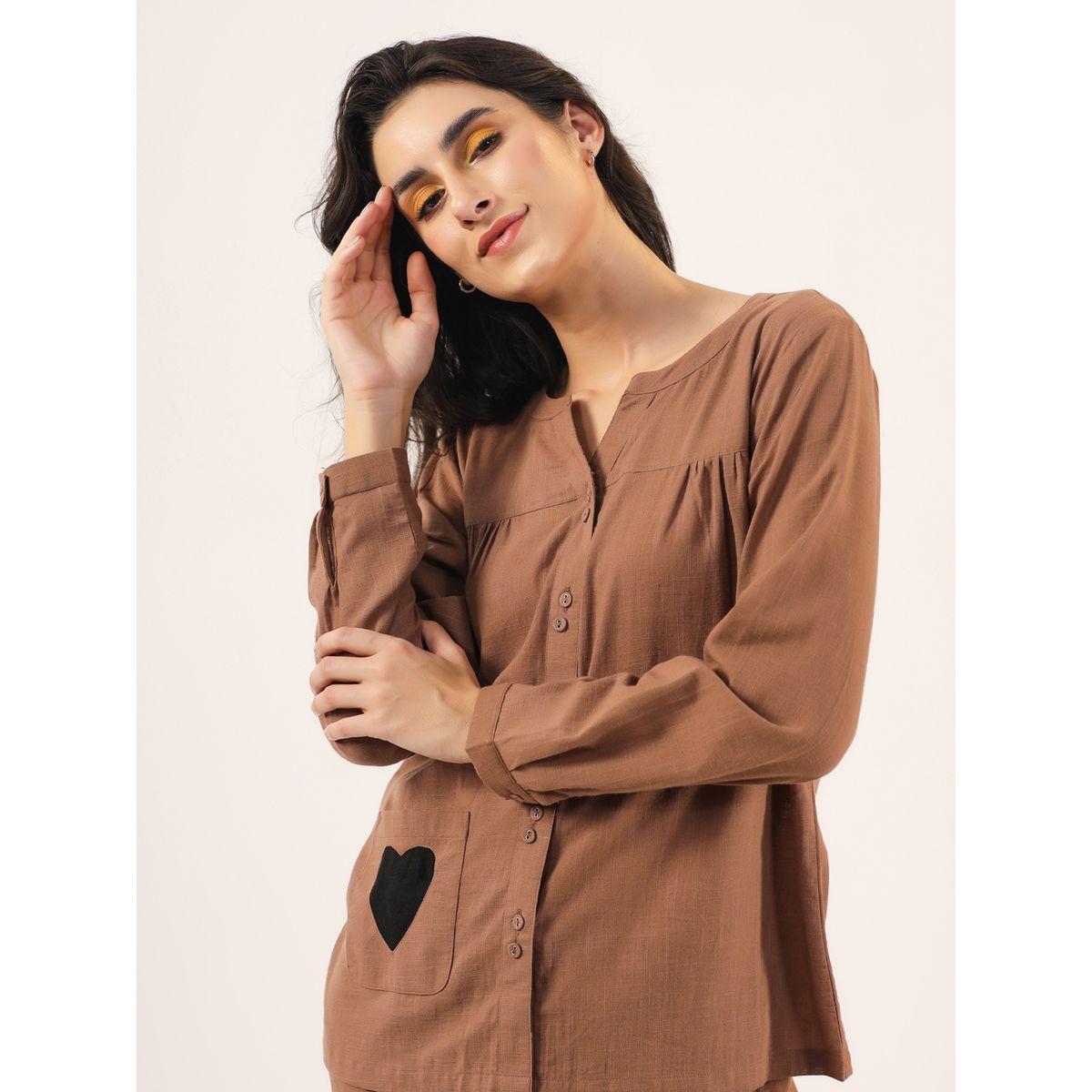 طقم من بنطال بيجاما وبلوزة سادة بأكمام طويلة-women-clothing-nightwear-pyjamas-longsets-image-3