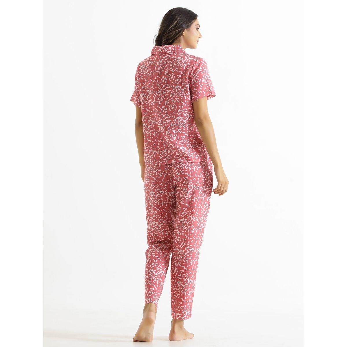 طقم من بنطال بيجاما وبلوزة قطنية مطبعة-women-clothing-nightwear-pyjamas-longsets-image-4