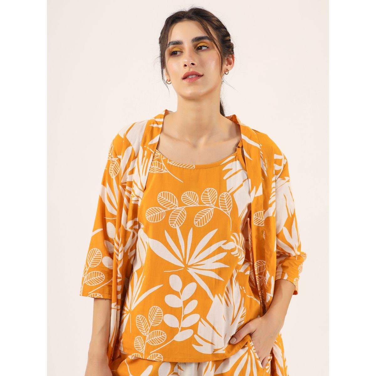 طقم من بنطال بيجاما وبلوزة قطنية مع روب-women-clothing-nightwear-pyjamas-longsets-image-3