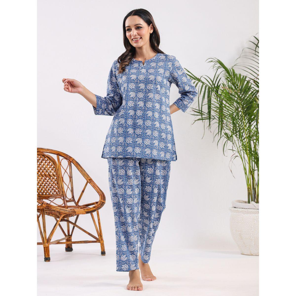 طقم من بنطال بيجاما وبلوزة قطنية-women-clothing-nightwear-pyjamas-longsets-image-1