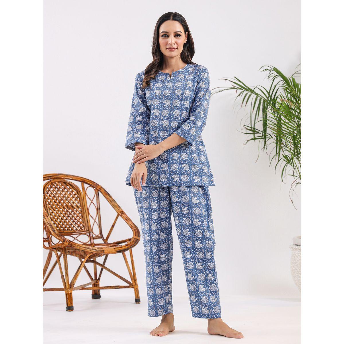 طقم من بنطال بيجاما وبلوزة قطنية-women-clothing-nightwear-pyjamas-longsets-image-3