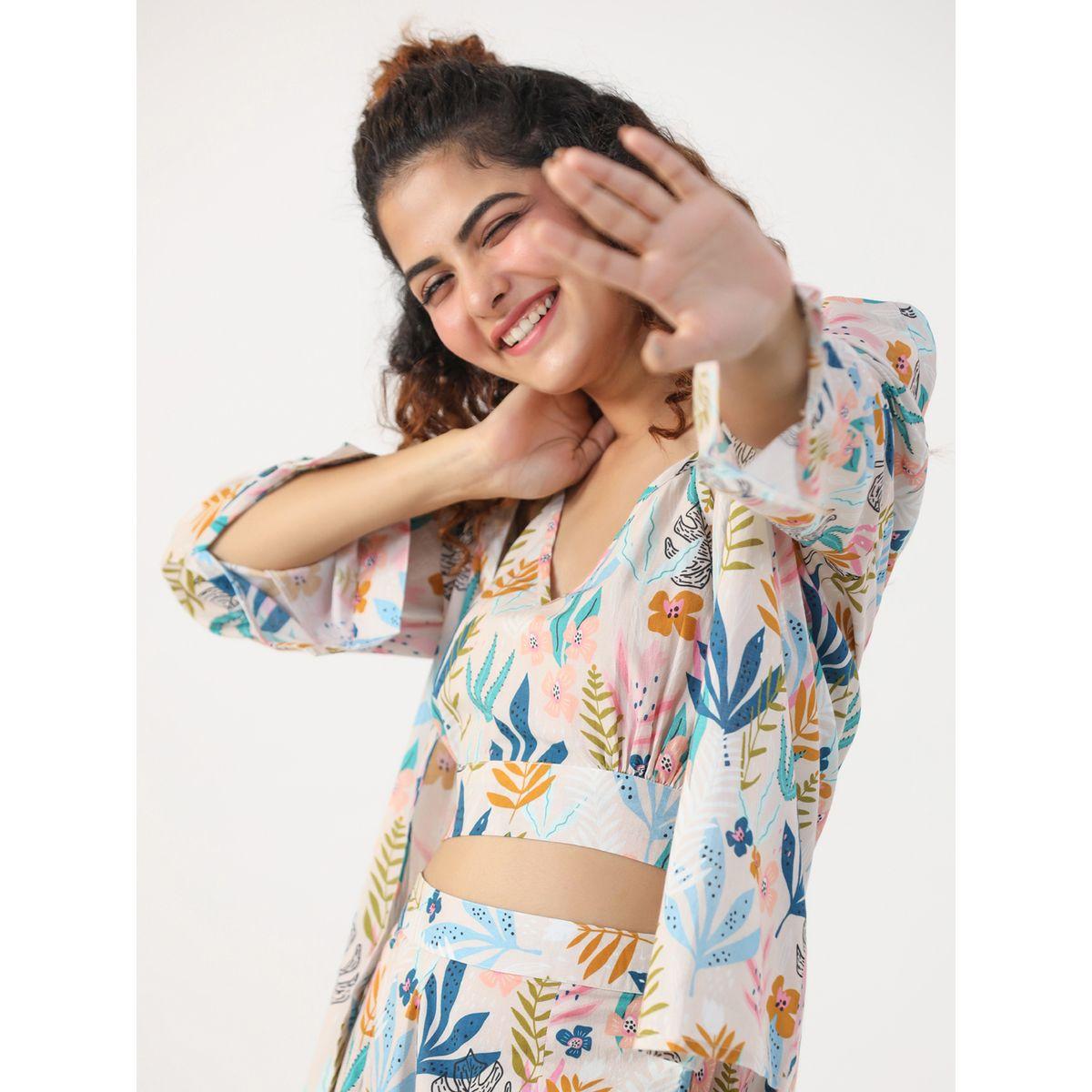 طقم من بنطال بيجاما وبلوزة قطنية مع جاكيت-women-clothing-nightwear-pyjamas-longsets-image-3