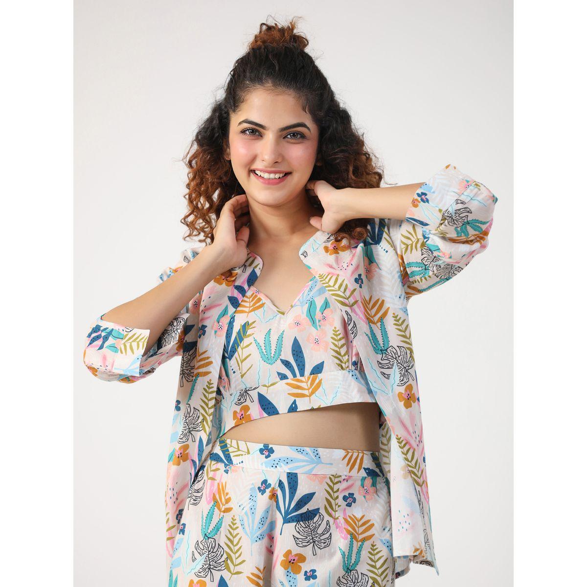 طقم من بنطال بيجاما وبلوزة قطنية مع جاكيت-women-clothing-nightwear-pyjamas-longsets-image-5