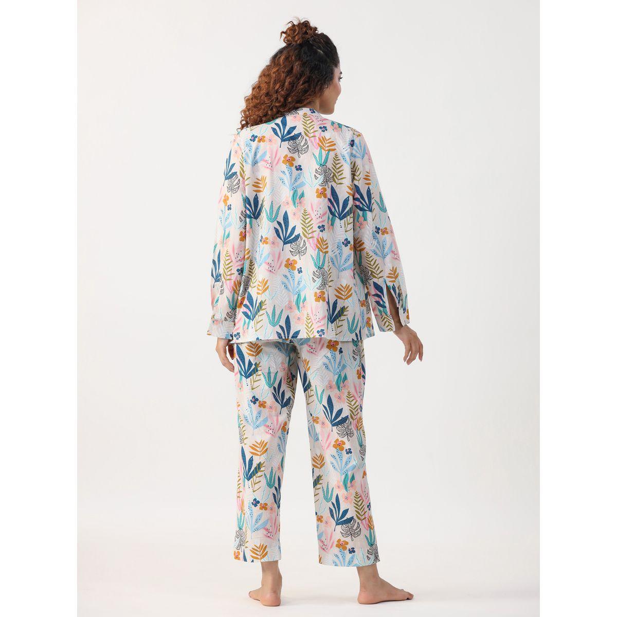 طقم من بنطال بيجاما وبلوزة قطنية مع جاكيت-women-clothing-nightwear-pyjamas-longsets-image-7