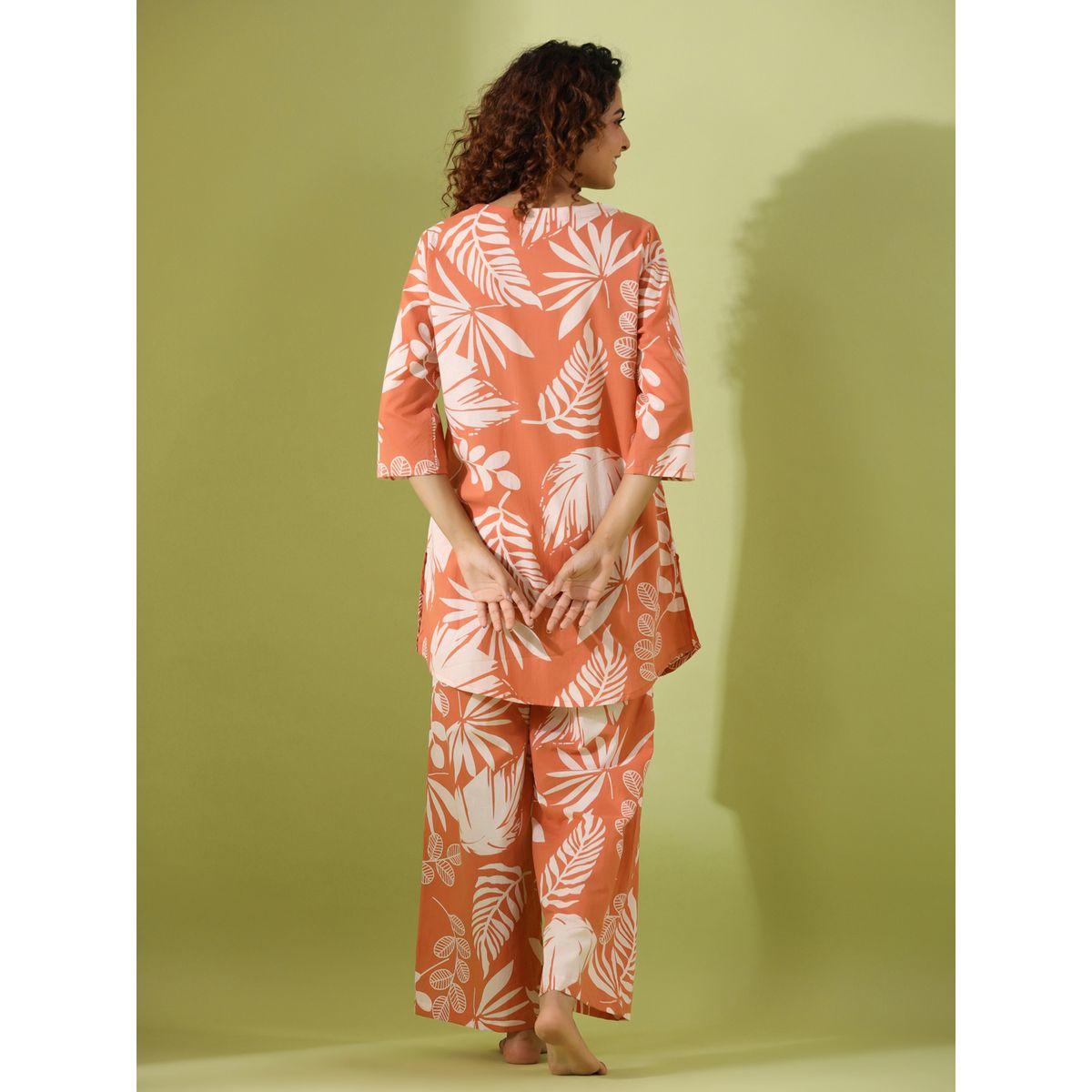 طقم من بنطال بيجاما وبلوزة قطنية مطبعة-women-clothing-nightwear-pyjamas-longsets-image-4