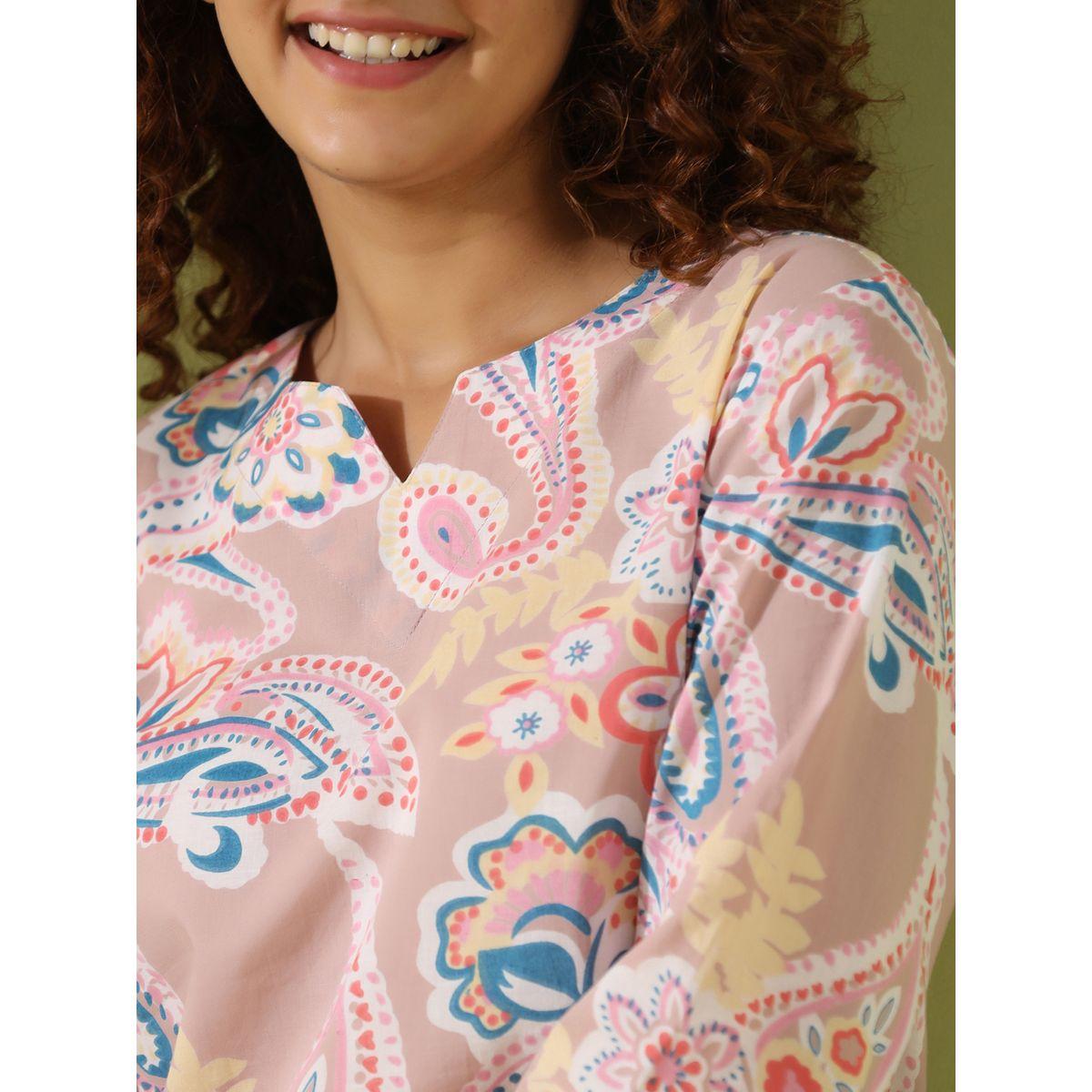 Sanskrutihomes Women Ethnic Motif Printed Pure Cotton Top and Pyjama Set-women-clothing-nightwear-pyjamas-longsets-image-6