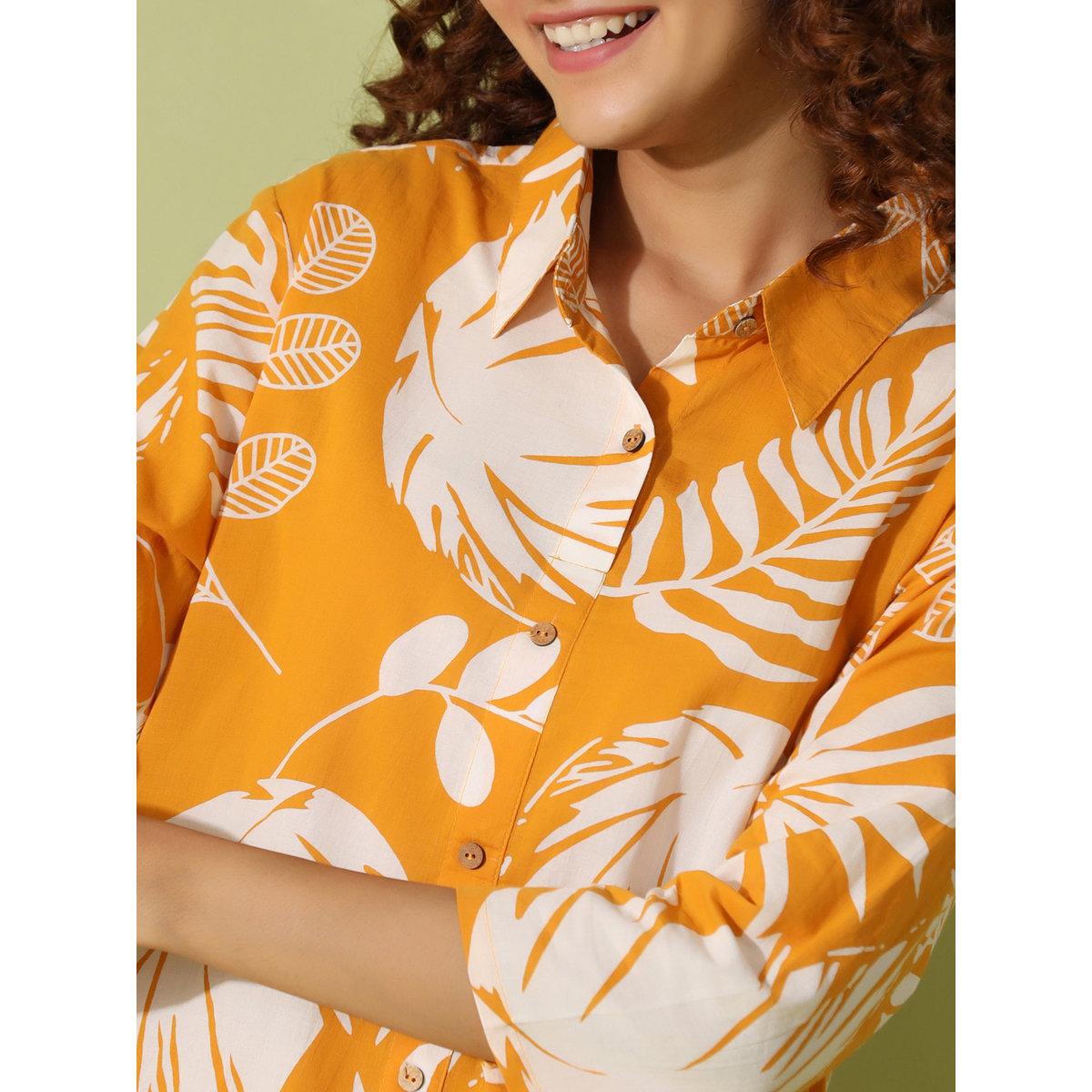 Sanskrutihomes Women Tropical Printed Pure Cotton Shirt and Pyjama Set-women-clothing-nightwear-pyjamas-longsets-image-2