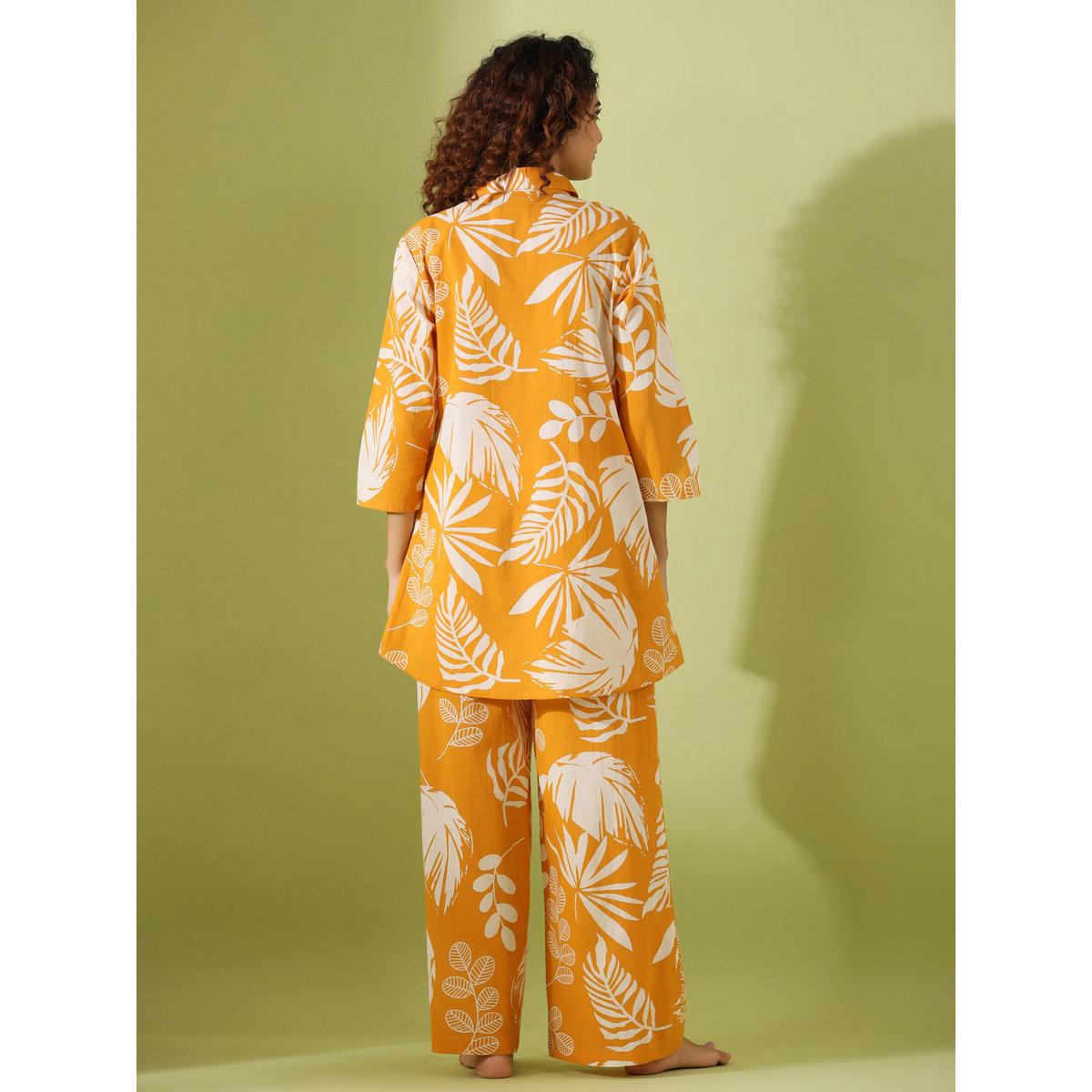 Sanskrutihomes Women Tropical Printed Pure Cotton Shirt and Pyjama Set-women-clothing-nightwear-pyjamas-longsets-image-6