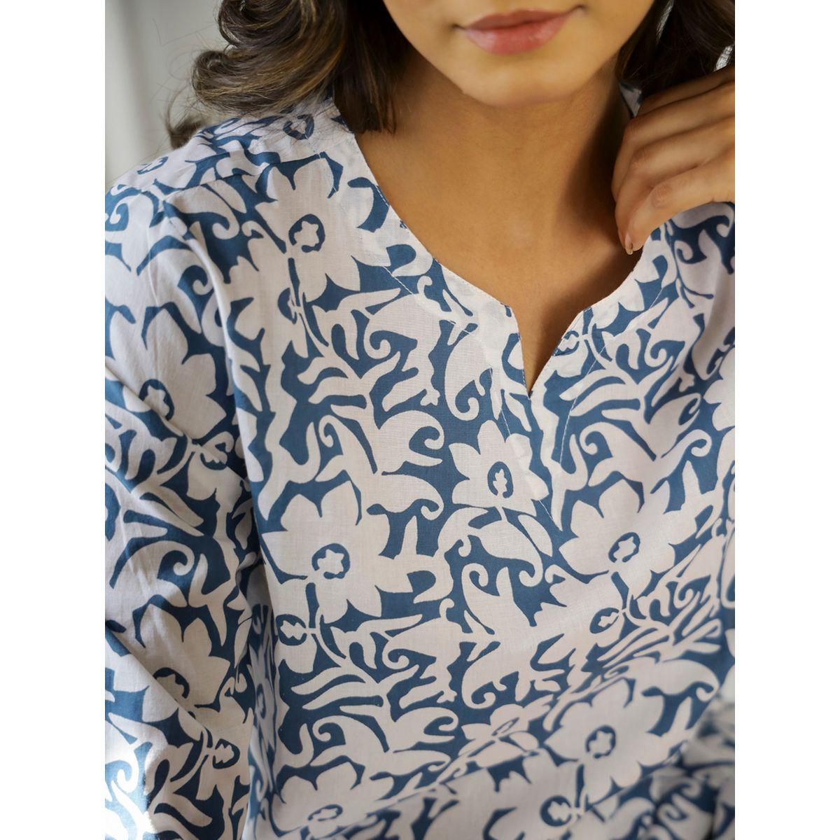 Sanskrutihomes Printed Collared Buttoned Shirt and Pyjama Set-women-clothing-nightwear-pyjamas-longsets-image-5