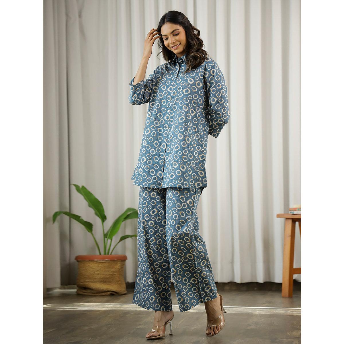 طقم بيجاما من بنطال وبلوزة بياقة مع أزرار-women-clothing-nightwear-pyjamas-longsets-image-5