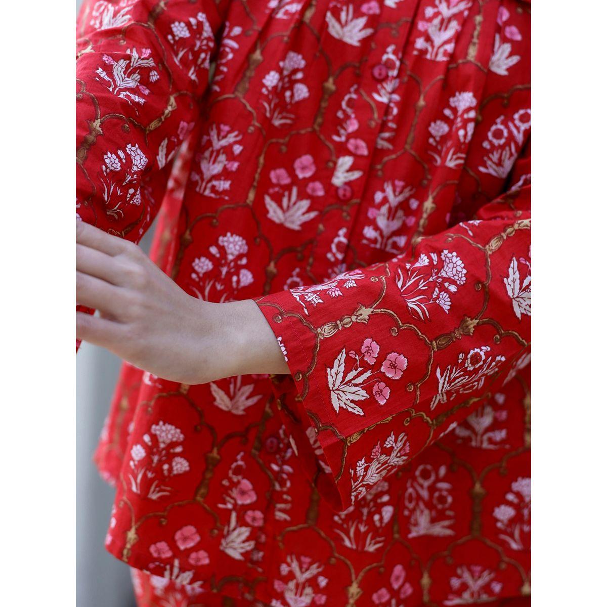 طقم بيجاما من بنطال وبلوزة بطبعة زهور-women-clothing-nightwear-pyjamas-longsets-image-2