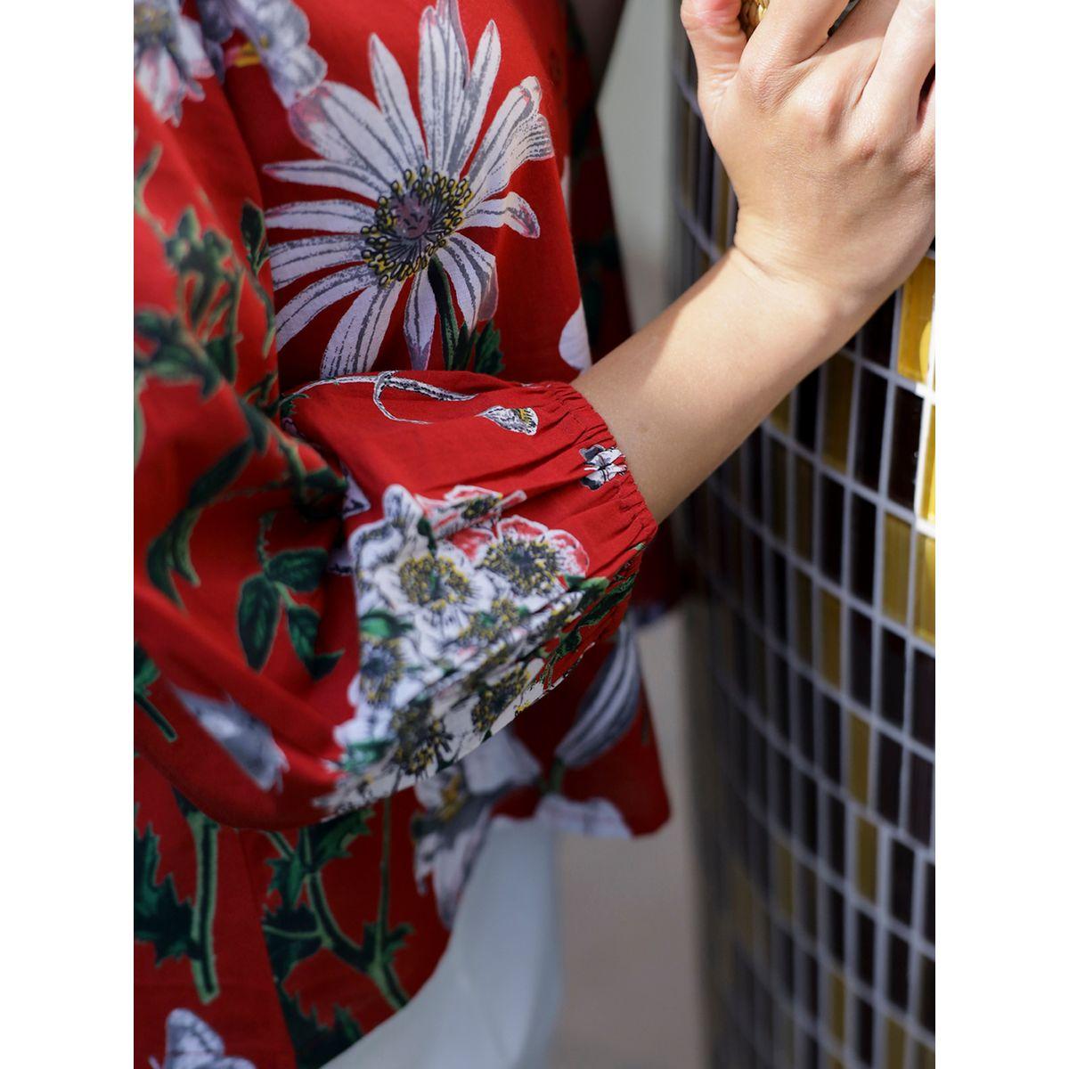 Sanskrutihomes Floral Printed Buttoned Top and Pyjama Set-women-clothing-nightwear-pyjamas-longsets-image-4