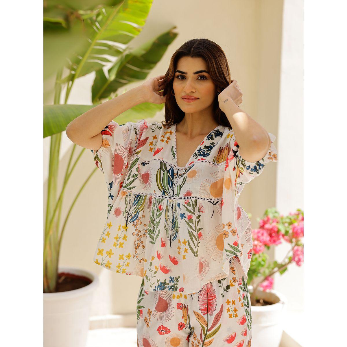 Sanskrutihomes Women Floral Printed Pure Cotton Top and Pyjama Set-women-clothing-nightwear-pyjamas-longsets-image-3