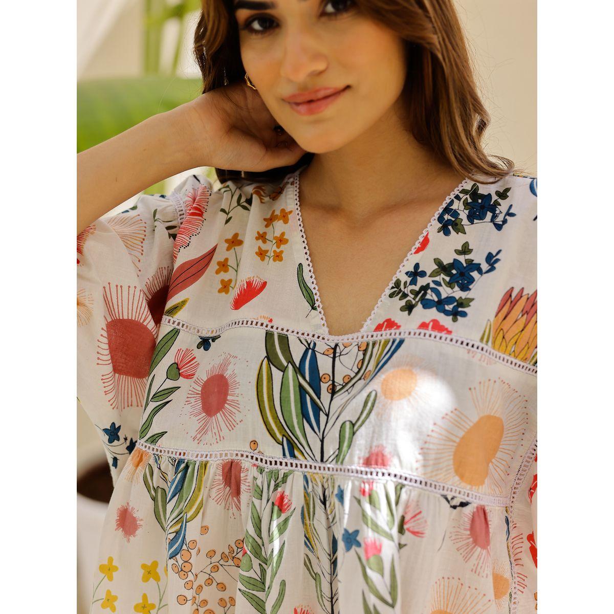 Sanskrutihomes Women Floral Printed Pure Cotton Top and Pyjama Set-women-clothing-nightwear-pyjamas-longsets-image-4