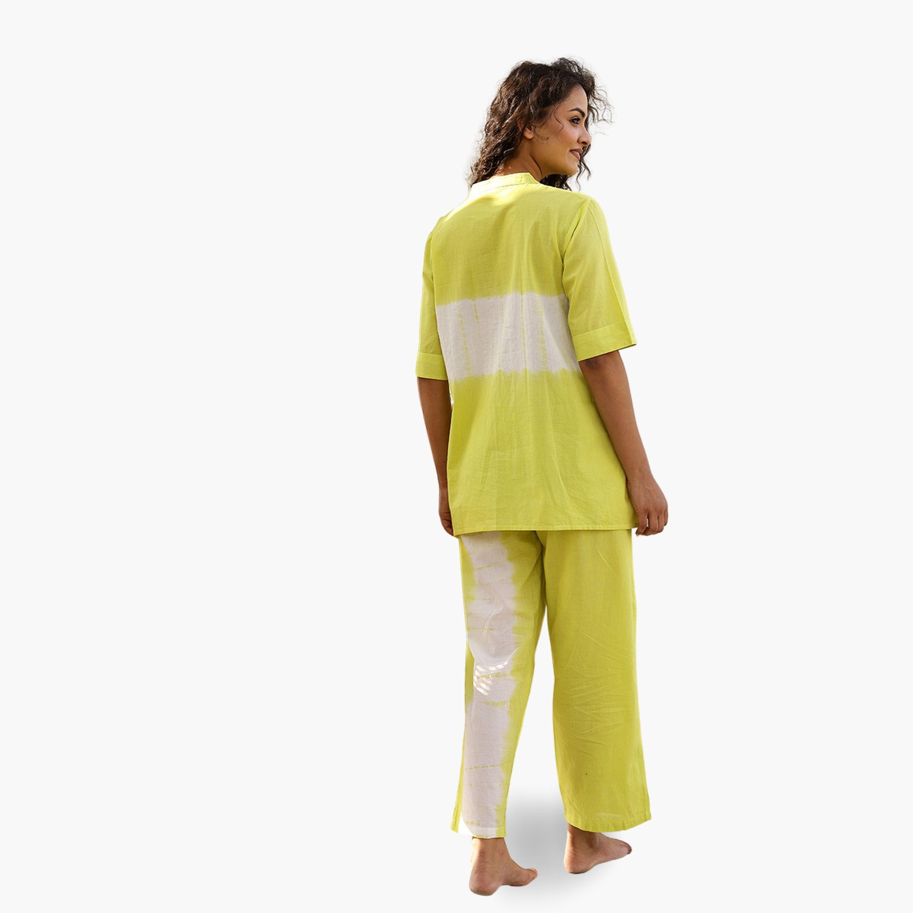 طقم نوم نسائي قطن خالص بطبعة تاي داي-women-clothing-nightwear-pyjamas-longsets-image-2