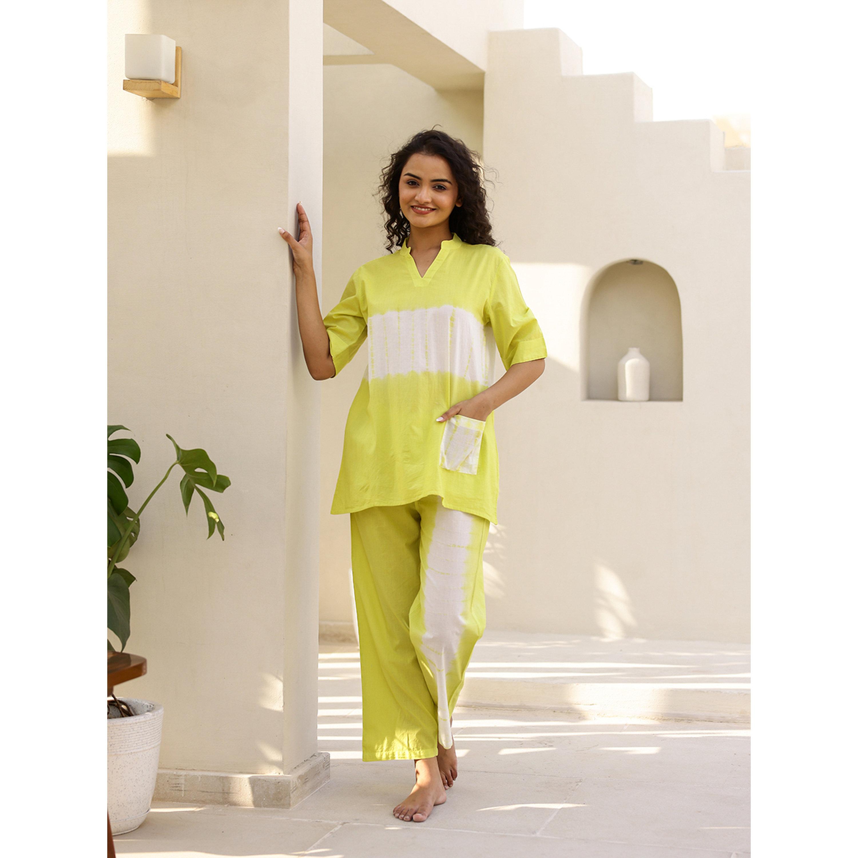 طقم نوم نسائي قطن خالص بطبعة تاي داي-women-clothing-nightwear-pyjamas-longsets-image-3