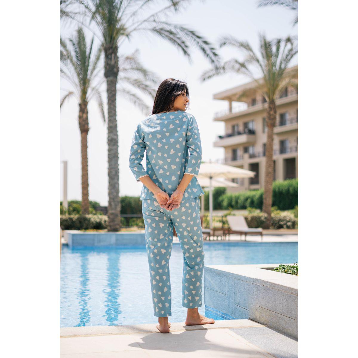 طقم من بنطال بيجاما وبلوزة قطنية مطبعة-women-clothing-nightwear-pyjamas-longsets-image-5