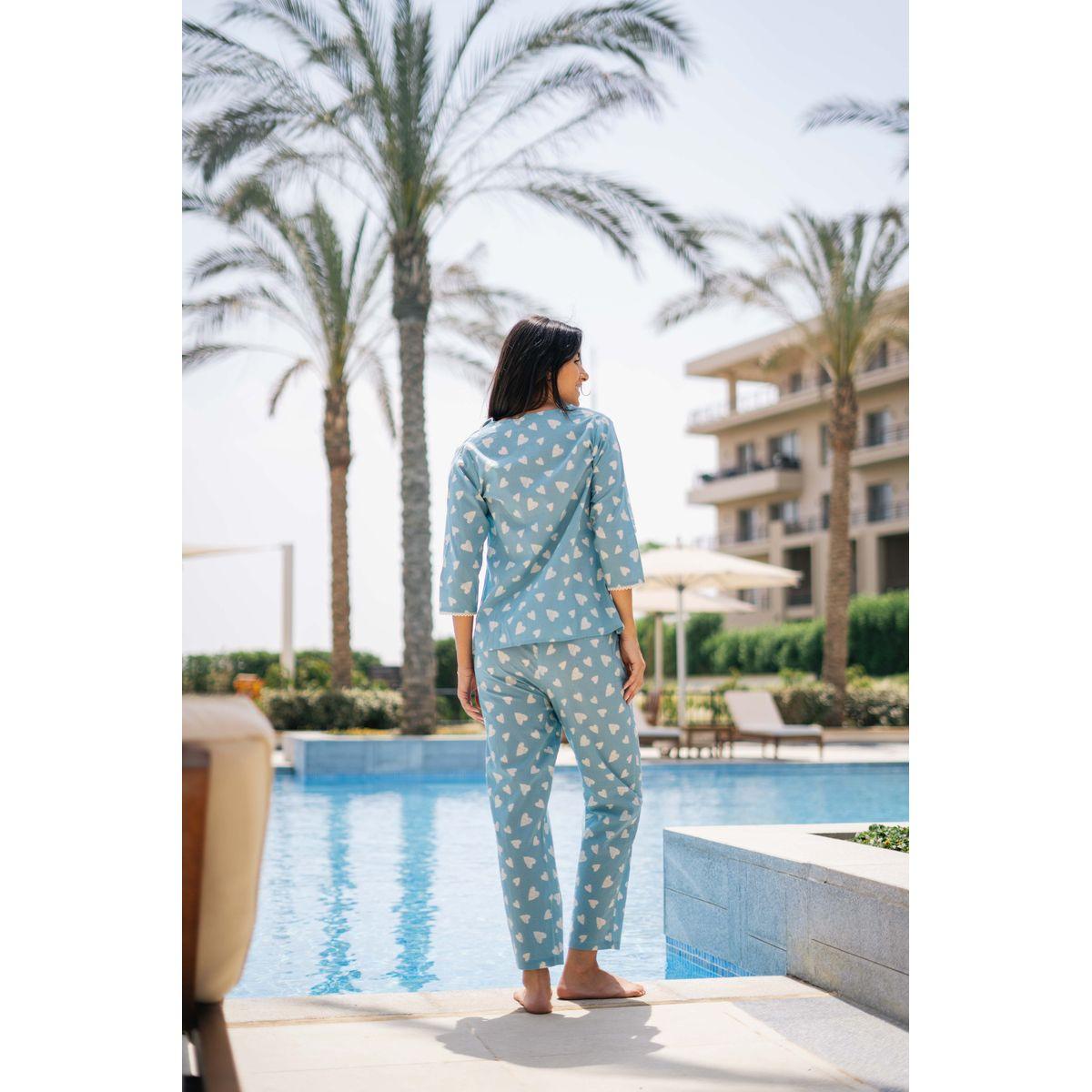 طقم من بنطال بيجاما وبلوزة قطنية مطبعة-women-clothing-nightwear-pyjamas-longsets-image-6