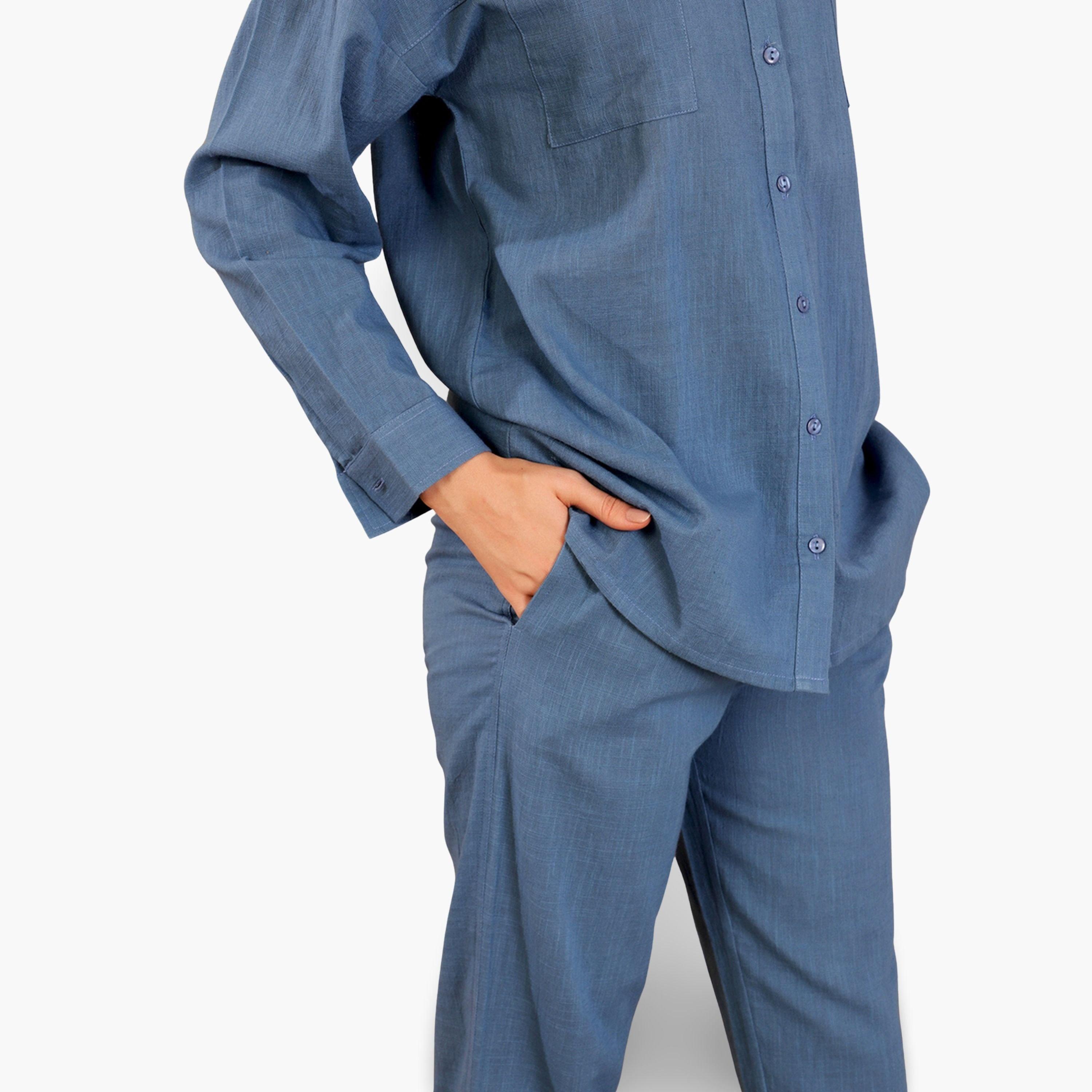طقم بيجاما نسائي من قميص بأكمام طويلة وبنطال قطن-women-clothing-nightwear-pyjamas-longsets-image-5