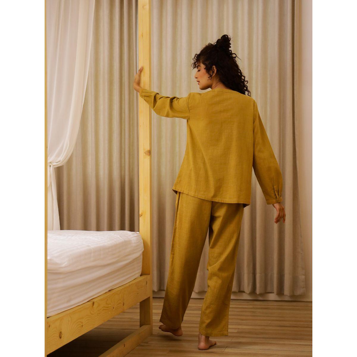 طقم من بنطال بيجاما وبلوزة قطنية بأكمام طويلة-women-clothing-nightwear-pyjamas-longsets-image-2