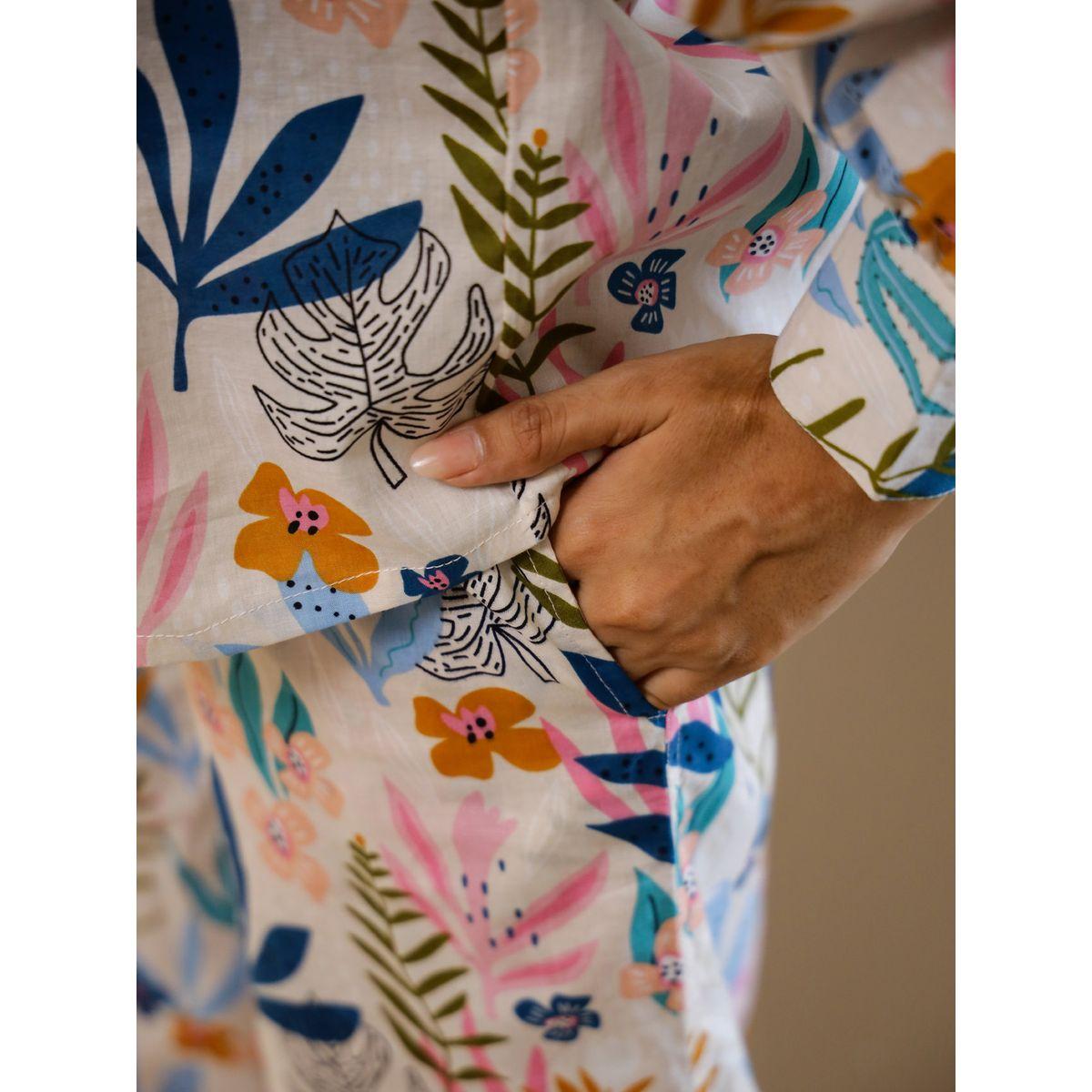 Sanskrutihomes Women Floral Printed Cotton Shirt and Pyjama Set-women-clothing-nightwear-pyjamas-longsets-image-7