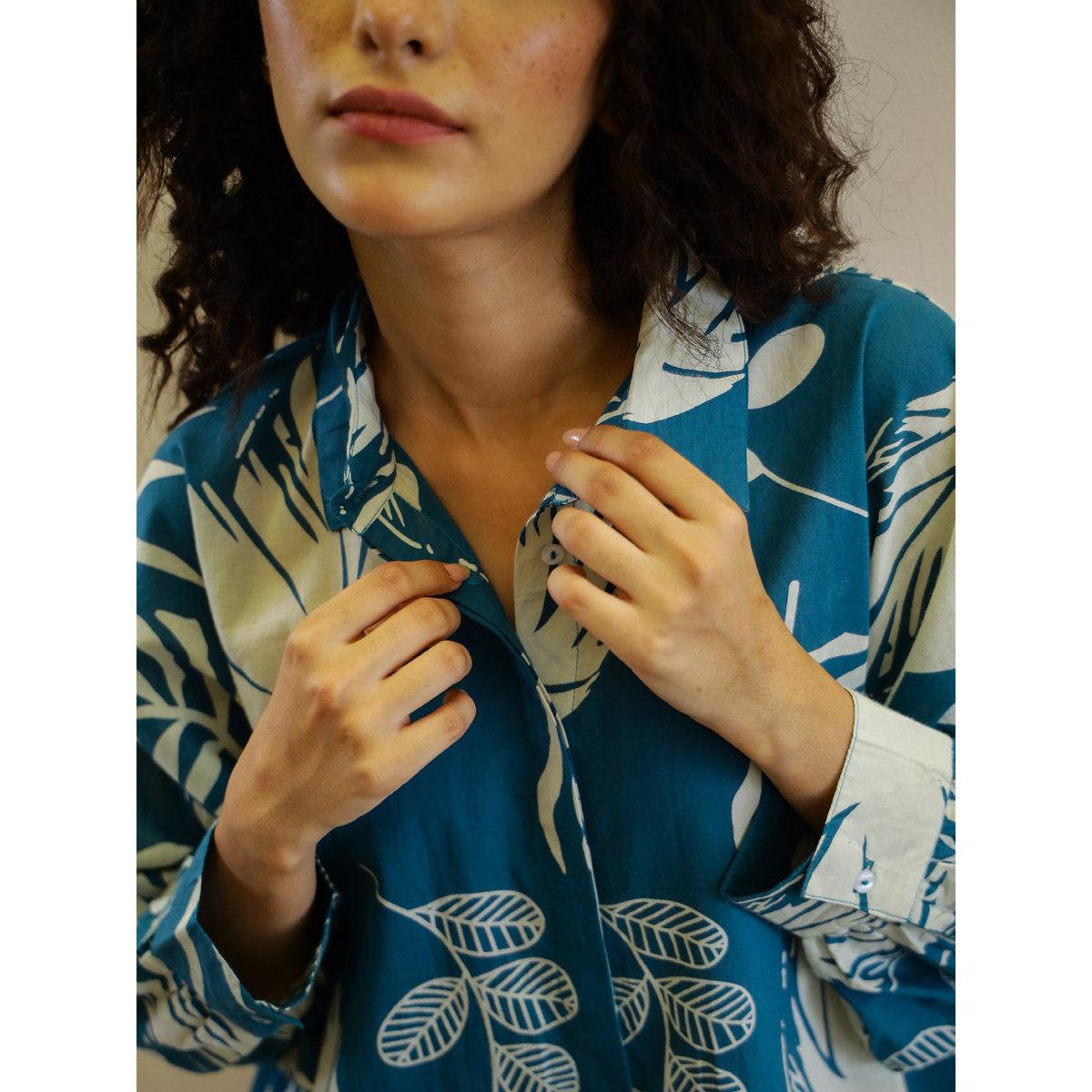 طقم من بنطال بيجاما وبلوزة قطنية بطبعة زهور-women-clothing-nightwear-pyjamas-longsets-image-6