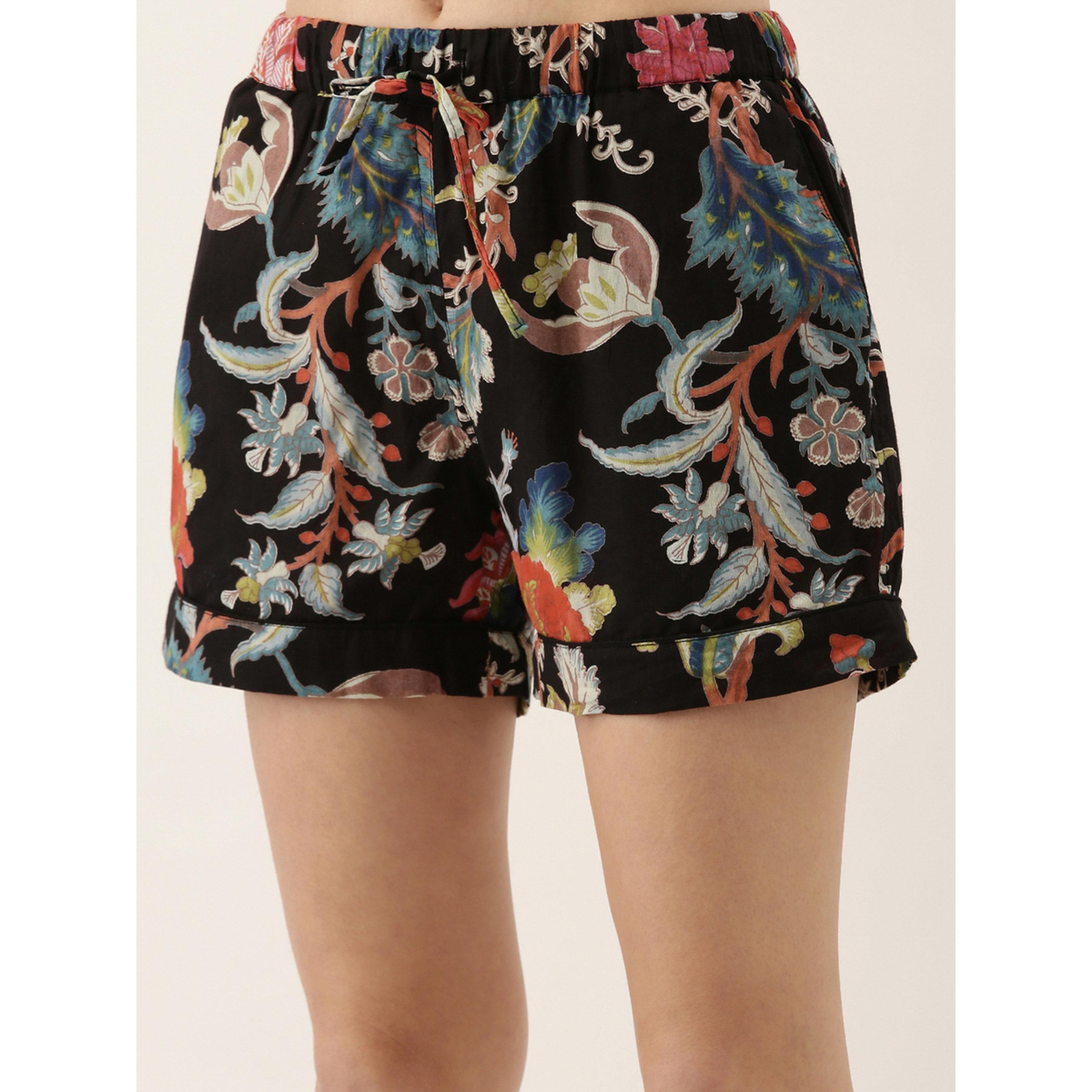 طقم بيجاما نسائي من قميص وشورت قطن بطبعة زهور-women-clothing-nightwear-pyjamas-shortsets-image-5