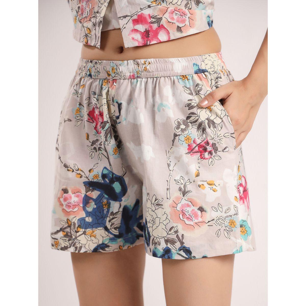 طقم من شورت بيجاما وبلوزة قطنية بطبعة زهور-women-clothing-nightwear-pyjamas-shortsets-image-7