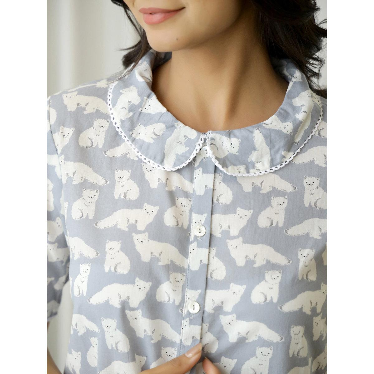 Sanskrutihomes Pure Cotton Printed Short Sleeve Shirt and Shorts Pyjama Set-women-clothing-nightwear-pyjamas-shortsets-image-6