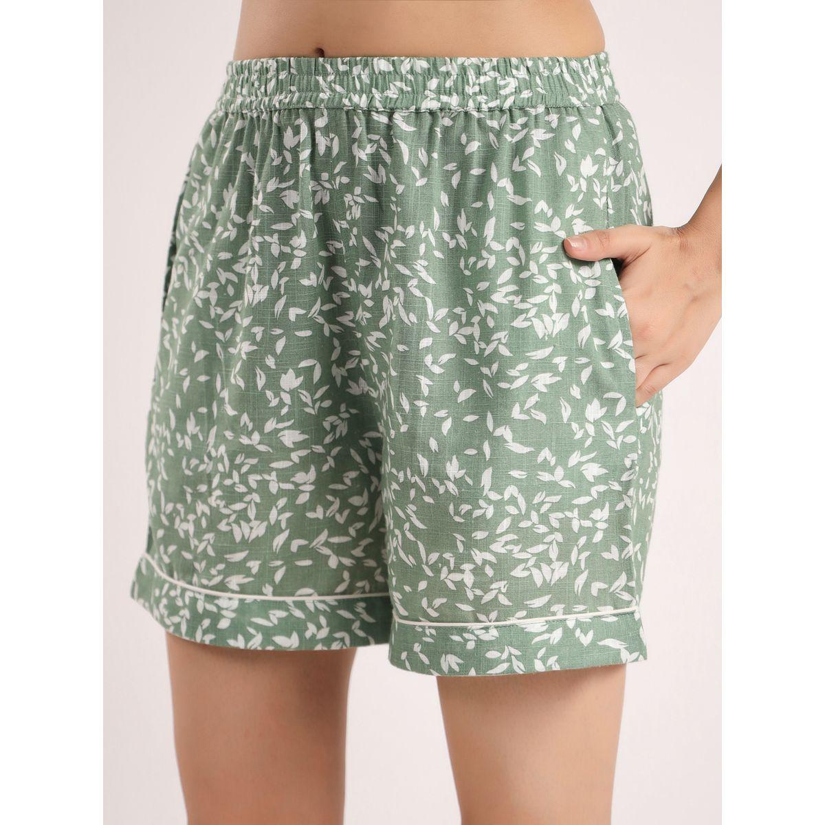 طقم منسق من شورت وبلوزة قطنية بطبعة زهور-women-clothing-nightwear-pyjamas-shortsets-image-7