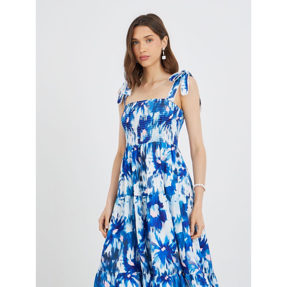 فستان ميدي بحمالات وتفاصيل مُجمعة-women-clothing-dresses-image-2
