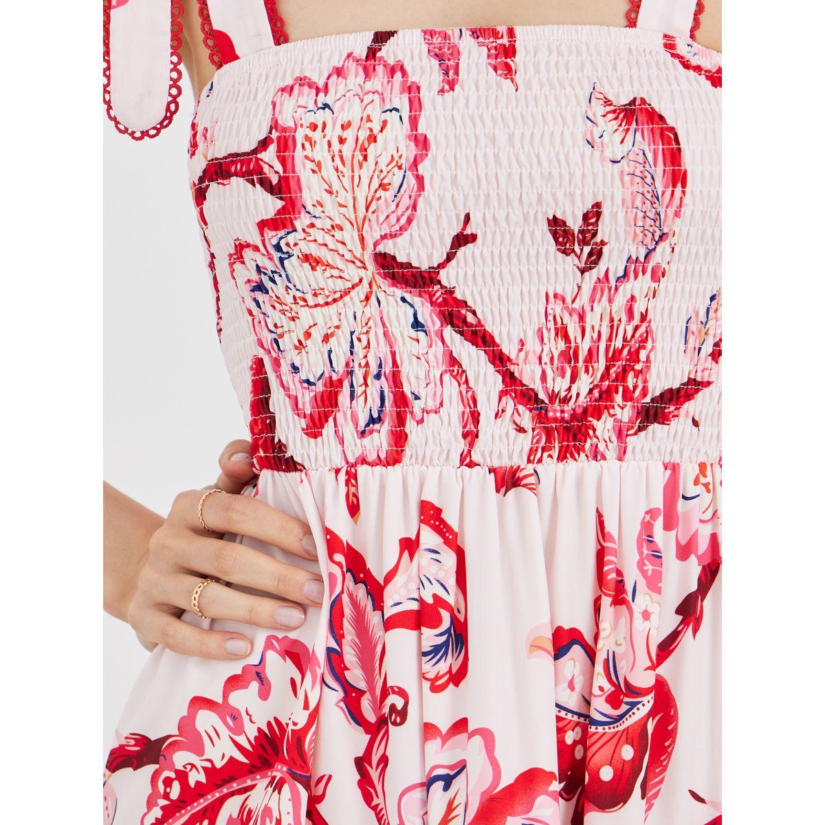 Take Two Floral Print Smocking Detail Strappy Tiered Midi Dress-women-clothing-dresses-image-4